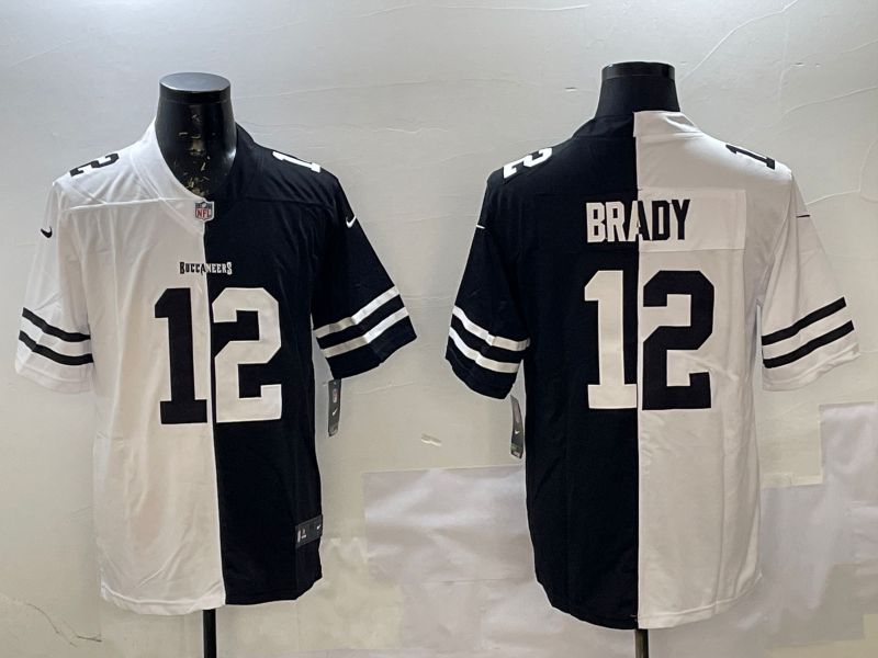 Men Tampa Bay Buccaneers #12 Brady White Black Fashion 2025 Nike Limited NFL Jersey style 1
